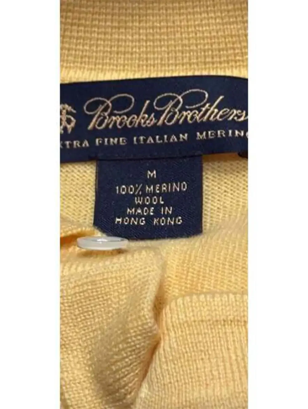 Brooks Brothers Fone Merino 100% Wool Polo Sweater Medium Mustard Yellow
